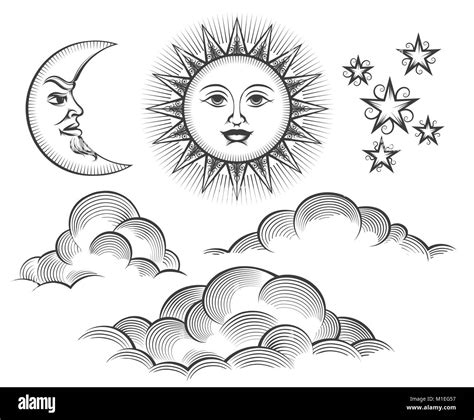 sun and moon clipart black and white|Black White Clip Art Moon royalty.